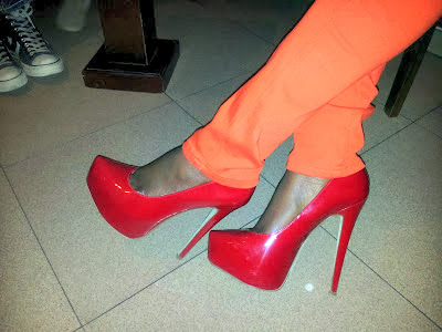 red pumps and  stylish black girls