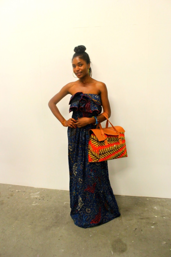 African print dress and bag 